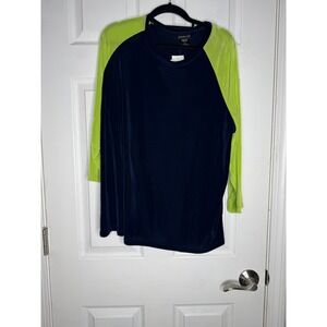 CitiKnits‎ NWT Slinky Navy/Lime Green Top Size 2XL